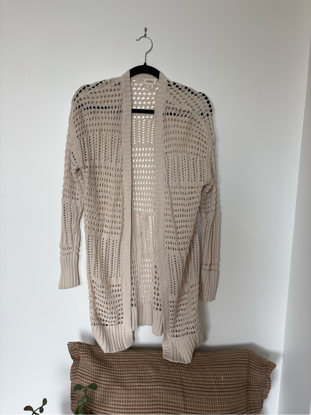 UpWest Open-Knit Long Cardigan - Cream